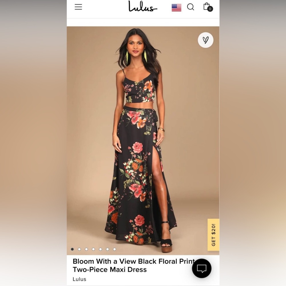 Bloom With a View Black Floral Print Two-Piece Maxi Dress